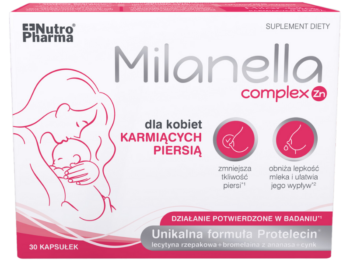 Zdjęcie przedstawia suplement diety Milanella Complex w postaci kapsułek.