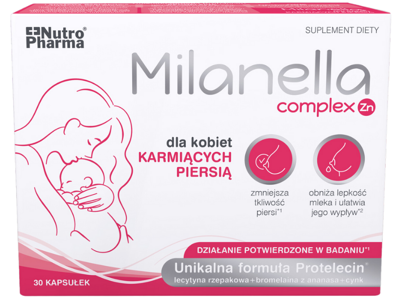 Zdjęcie przedstawia suplement diety Milanella Complex w postaci kapsułek.