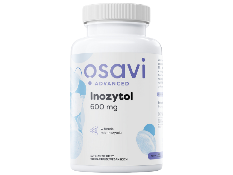 Zdjęcie przedstawia suplement diety OSAVI Advanced Inozytol w postaci kapsułek.