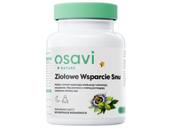 Zdjęcie przedstawia suplement diety OSAVI Nature Ziołowe wsparcie snu w postaci kapsułek.