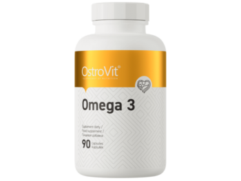 Zdjęcie przedstawia suplement diety OstroVit Omega 3 w postaci kapsułek.