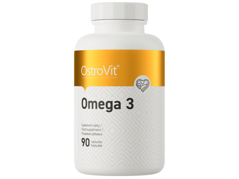 Zdjęcie przedstawia suplement diety OstroVit Omega 3 w postaci kapsułek.