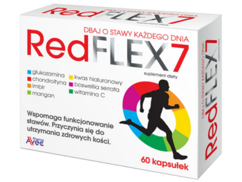 Zdjęcie przedstawia suplement diety Red Flex 7 w postaci kapsułek.