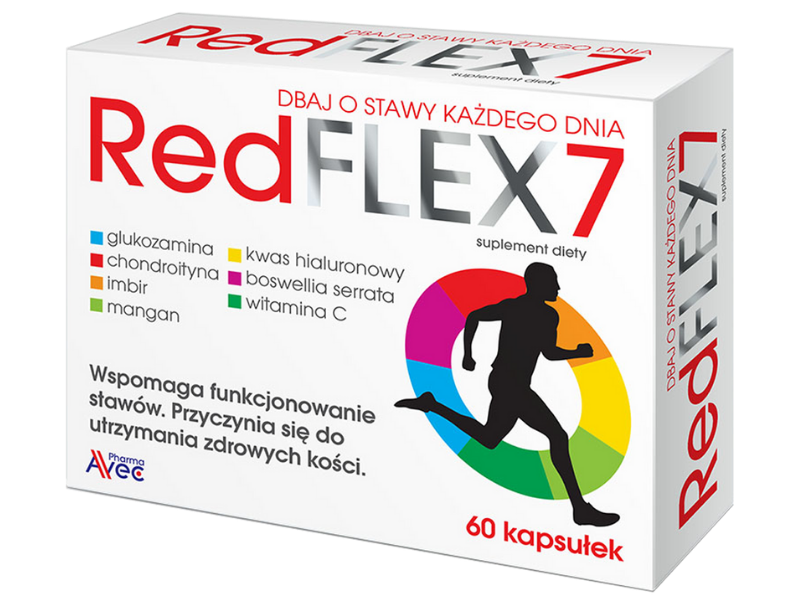 Zdjęcie przedstawia suplement diety Red Flex 7 w postaci kapsułek.