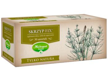 Zdjęcie przedstawia suplement diety Skrzyp Herbapol Fix Tylko Natura w postaci ziół do zaparzania.