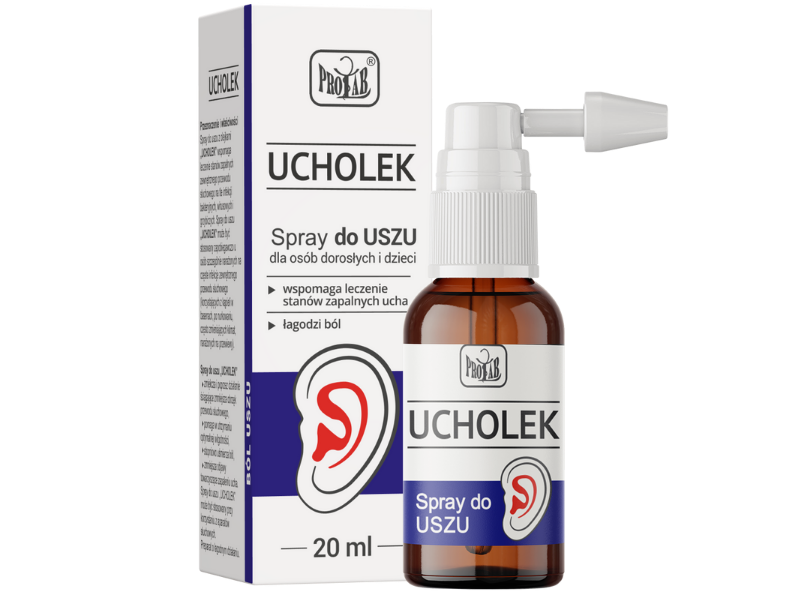 Zdjęcie przedstawia wyrób medyczny Ucholek w postaci sprayu do uszu.