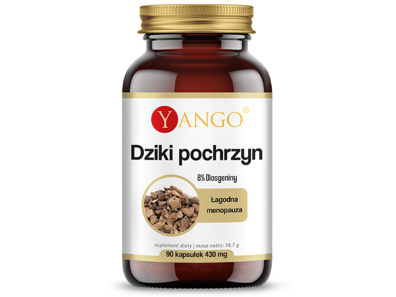 Zdjęcie przedstawia suplement diety Yango Dziki pochrzyn w postaci kapsułek.