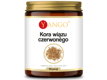 Zdjęcie przedstawia suplement diety Yango Kora wiązu w postaci proszku.