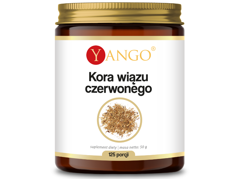 Zdjęcie przedstawia suplement diety Yango Kora wiązu w postaci proszku.