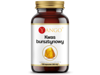 Zdjęcie przedstawia suplement diety Yango Kwas bursztynowy w postaci kapsułek.