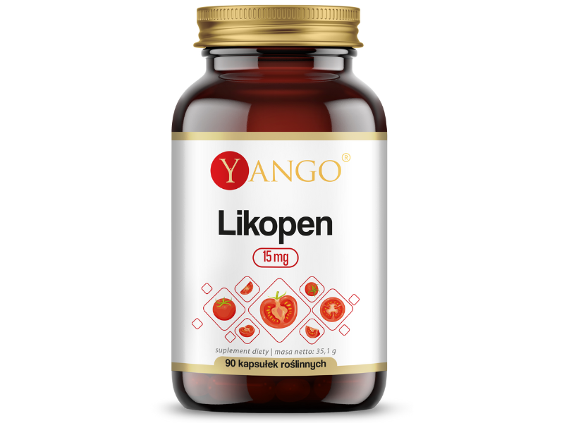 Zdjęcie przedstawia suplement diety Yango Likopen w postaci kapsułek.