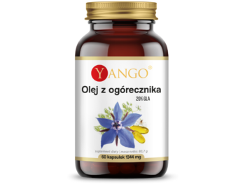 Zdjęcie przedstawia suplement diety Yango Olej z ogórecznika w postaci kapsułek.