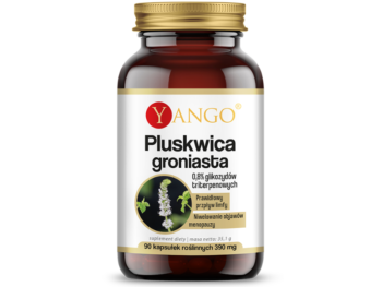Zdjęcie przedstawia suplement diety Yango Pluskwica groniasta w postaci kapsułek.