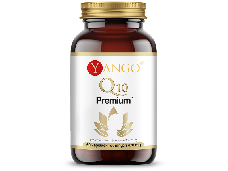 Zdjęcie przedstawia suplement diety Yango Q10 Premium w postaci kapsułek.