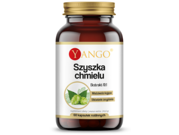 Zdjęcie przedstawia suplement diety Yango Szyszka chmielu w postaci kapsułek.
