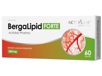 Zdjęcie przedstawia suplement diety BergaLipid FORTE, kapsułki.