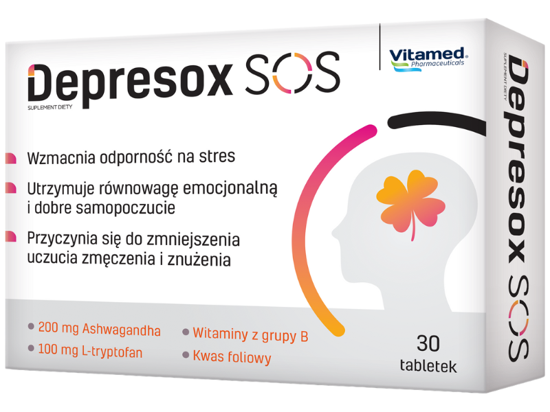 Zdjęcie przedstawia suplement diety Depresox SOS, tabletki, 30 szt.