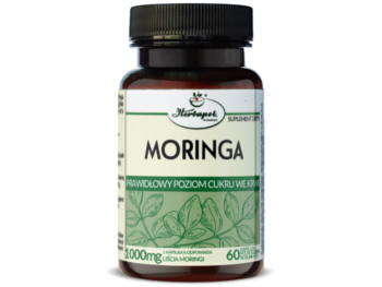 Zdjęcie przedstawia suplement diety Herbapol Kraków Moringa, kapsułki.