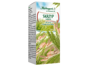 Zdjęcie przedstawia suplement diety Herbapol Kraków Skrzyp, tabletki.