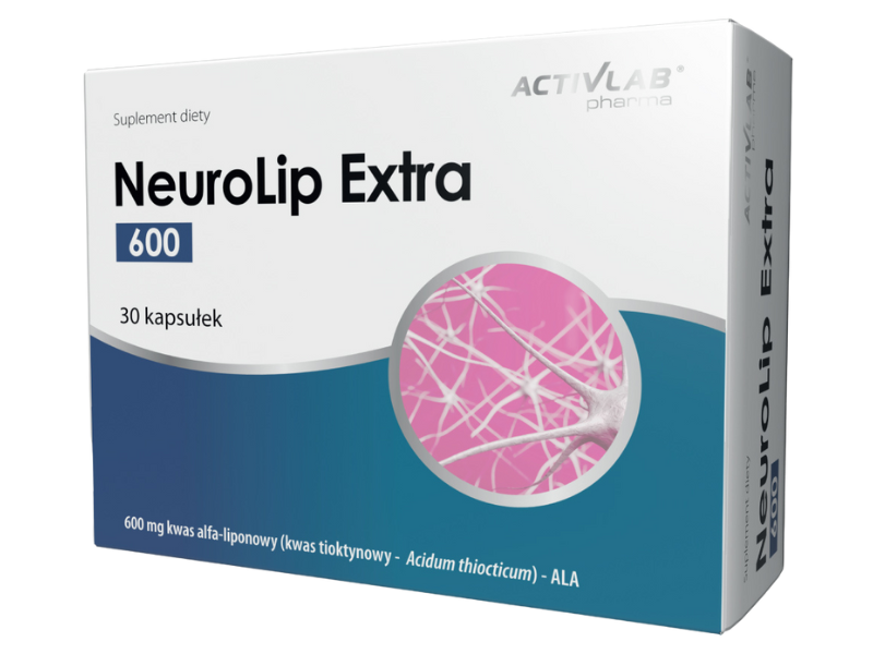 Zdjęcie przedstawia suplement diety NeuroLip Extra 600, kapsułki, 600 mg.