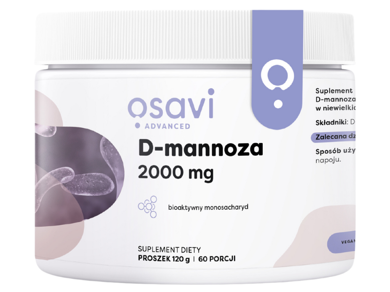 Zdjęcie przedstawia suplement diety OSAVI Advanced D-mannoza, proszek, 2000 mg.