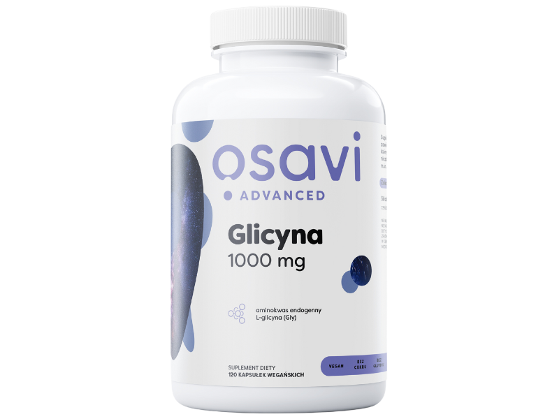Zdjęcie przedstawia suplement diety OSAVI Advanced Glicyna, kapsułki, 1000 mg.