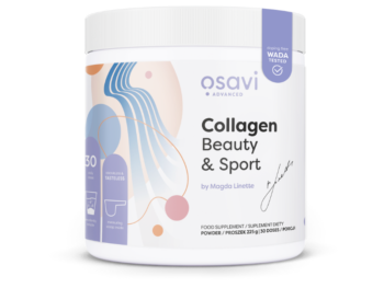 Zdjęcie przedstawia suplement diety OSAVI Advanced Kolagen Beauty & Sport, proszek.