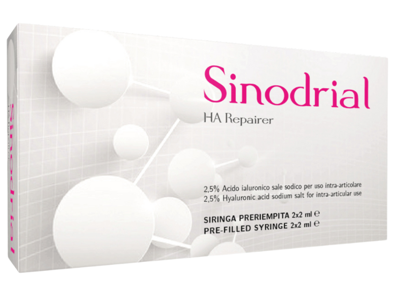 Zdjęcie przedstawia wyrób medyczny Sinodrial HA Repairer, roztwór do wstrzykiwań dostawowych, 50 mg/2 ml.