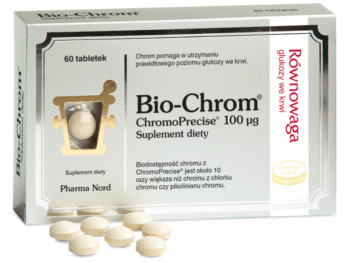 Zdjęcie przedstawia suplement diety Bio-Chrom, tabletki, 100 µg.