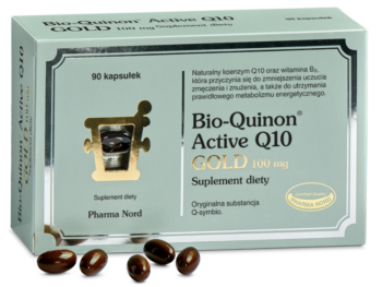 Zdjęcie przedstawia suplement diety Bio-Quinon Active Q10 GOLD, kapsułki, 100 mg.