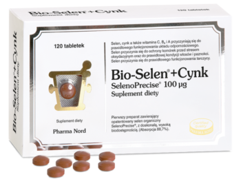 Zdjęcie przedstawia suplement diety Bio-Selen + Cynk, tabletki, 100 mcg + 15 mg.