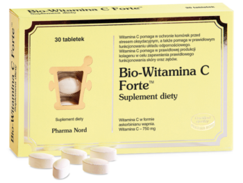 Zdjęcie przedstawia suplement diety Bio Witamina C Forte, tabletki, 750 mg.