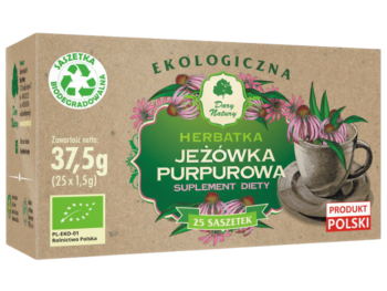 Zdjęcie przedstawia suplement diety Dary Natury Jeżówka Purpurowa, herbatka do zaparzania.