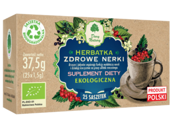 Zdjęcie przedstawia suplement diety Dary Natury Zdrowe Nerki, herbatka do zaparzania.
