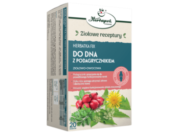 Zdjęcie przedstawia suplement diety Herbapol Kraków Do dna z podagrycznikiem, kapsułki.