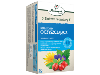 Zdjęcie przedstawia suplement diety Herbapol Kraków Herbatka Fix oczyszczająca, zioła do zaparzania.