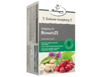 Zdjęcie przedstawia suplement diety Herbapol Kraków Herbatka Fix reumatozs, zioła do zaparzania.