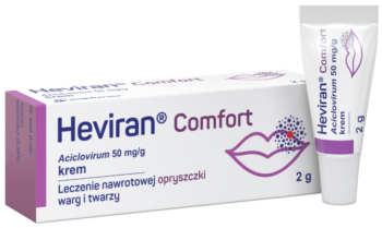 Zdjęcie przedstawia lek OTC Heviran Comfort, krem, 50 mg/g.