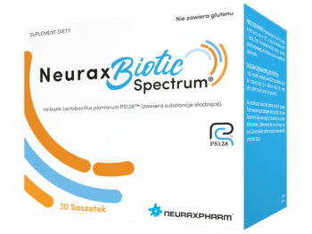 Zdjęcie przedstawia suplement diety NeuraxBiotic Spectrum, saszetki.