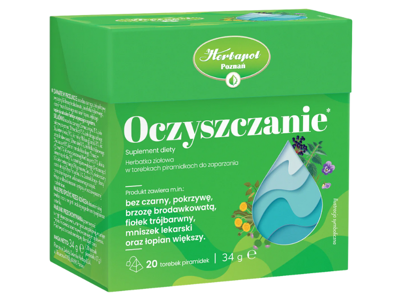 Zdjęcie przedstawia suplement diety Oczyszczanie, herbatka ziołowa.