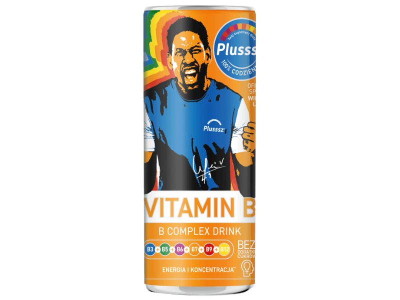 Zdjęcie przedstawia suplement diety Plusssz VITAMIN B Complex Drink, płyn.