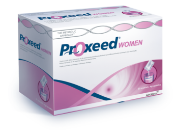 Zdjęcie przedstawia suplement diety Proxeed Women, saszetki.