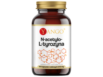 Zdjęcie przedstawia suplement diety Yango N-acetylo-L-tyrozyna, kapsułki.