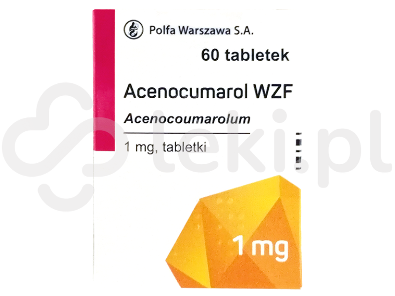 Zdjęcie przedstawia lek dostępny na receptę Acenocumarol WZF, tabletki, 1 mg.
