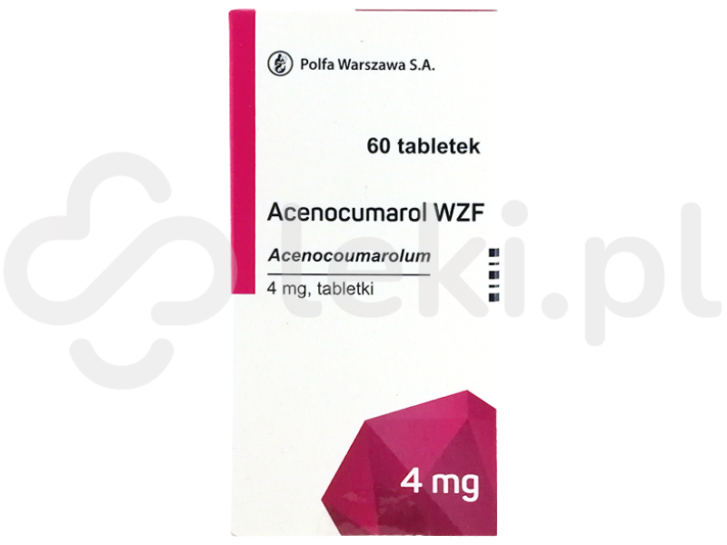 Zdjęcie przedstawia lek dostępny na receptę Acenocumarol WZF, tabletki, 4 mg.