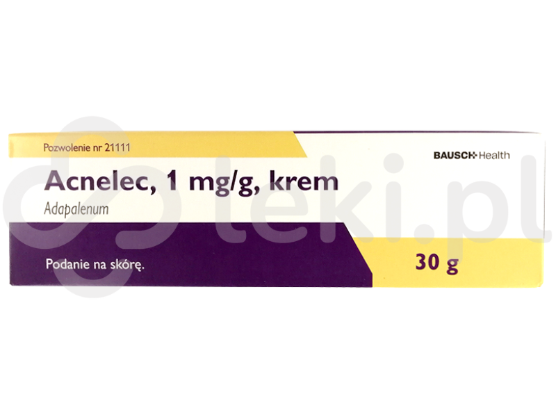 Zdjęcie przedstawia lek dostępny na receptę Acnelec, krem, 0,1%.