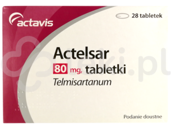 Zdjęcie przedstawia lek na receptę Actelsar, tabletki, 80 mg.