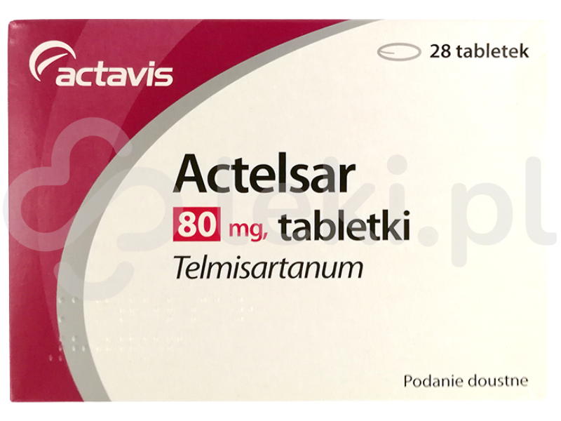 Zdjęcie przedstawia lek na receptę Actelsar, tabletki, 80 mg.