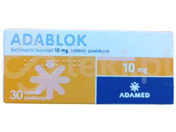 Zdjęcie przedstawia lek dostępny na receptę Adablok, tabletki powlekane, 10 mg.