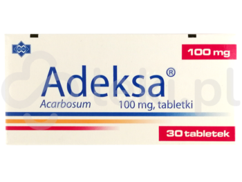 Zdjęcie przedstawia lek dostępny na receptę Adeksa, tabletki, 100 mg.